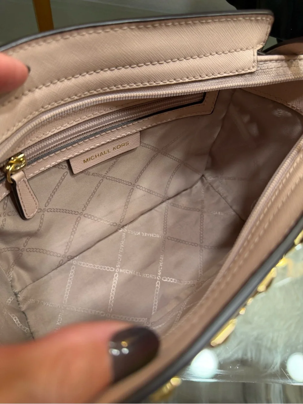Michael Kors Pink Studded Leather Shoulder Bag